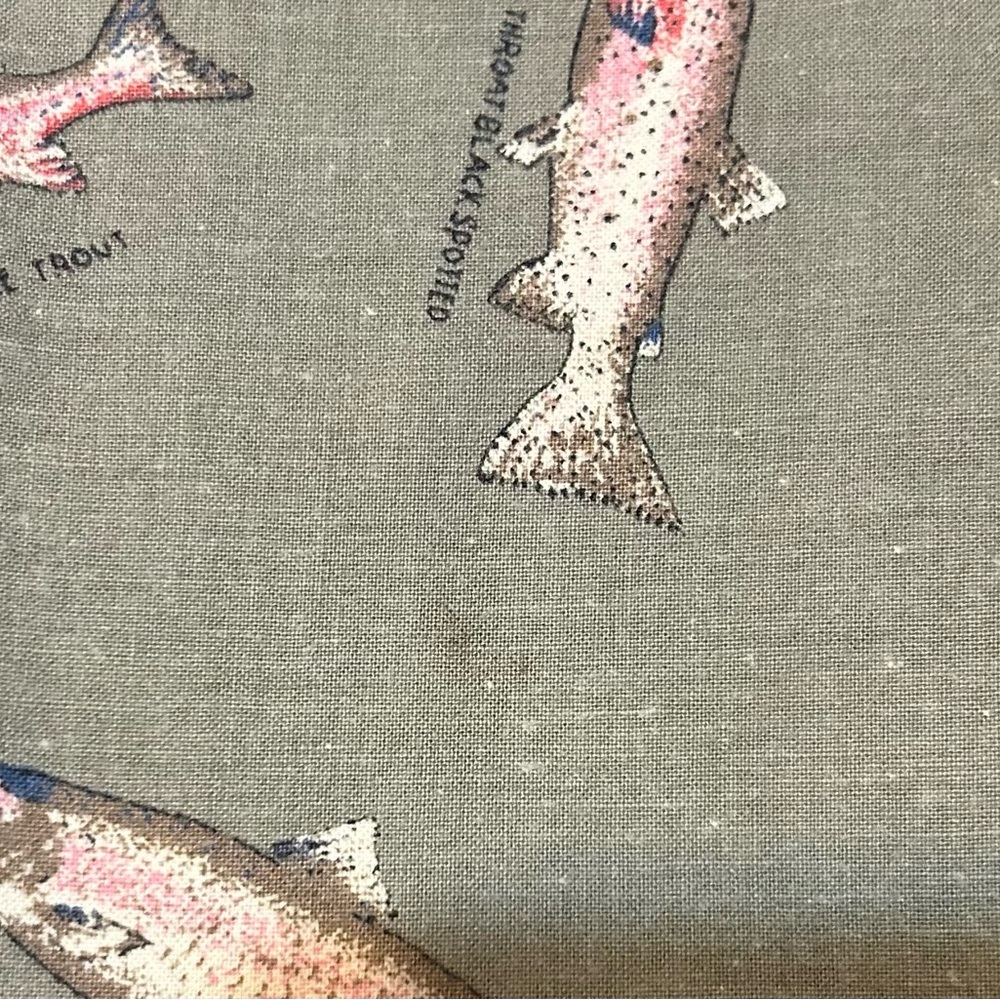 Britches Great Outdoors 90s Vintage Fish Print Button Down Shirt XL - Picture 11 of 13